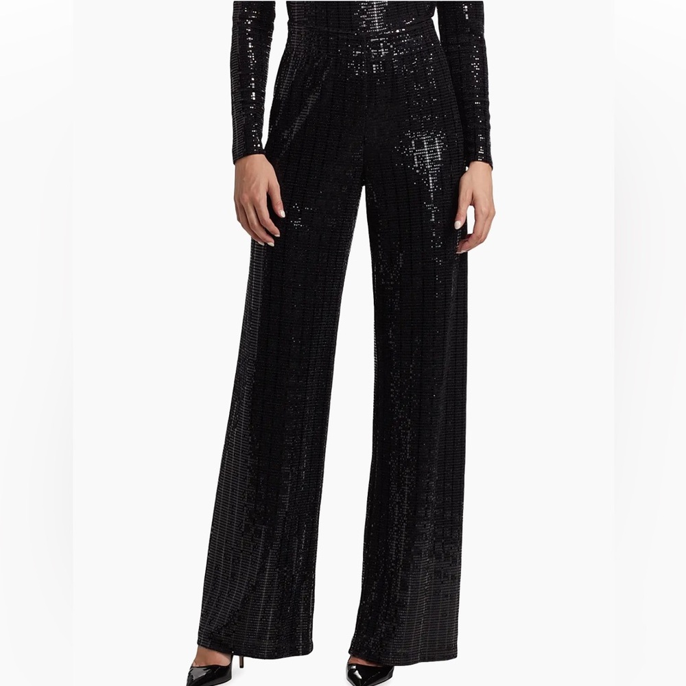 NEW NWT Alice + Olivia Elba Sequined Straight-Leg Pants medium designer